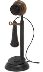 Deco 79 Metal Telephone Decorative Sculpture Decorative Vintage Style Home Decor Statue with Tiered Base and Coil Wire Detailing, Accent Figurine 5" x 5" x 13", Black