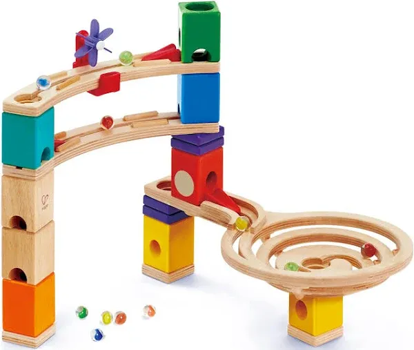 Hape Quadrilla Wooden Marble Run DIY Construction: Race To The Finish