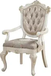 ACME Furniture Dining Chair, Rose Gold PU & Pearl White