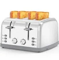 4 Slice Retro Stainless Steel Toaster