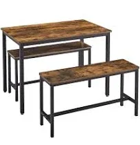 VASAGLE Dining Table with 2 Benches