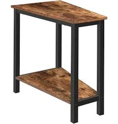 Compact Industrial Wedge Side Table Rustic Brown Easy Assembly 24&#034; x 15&#034; x 24 US