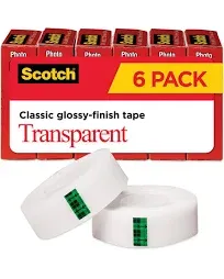 Scotch Transparent Tape, 3" Core, 0.75" x 72 yds, Transparent, 2-Pack