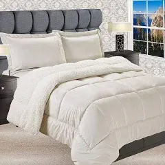 Elegant Comfort Premium Quality Heavy Weight Micromink Sherpa-Backing Reversible Down Alternative Micro-Suede 3-Piece Comforter Set