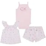 Calvin Klein baby-girls 3 Piece Bodysuit Top Short