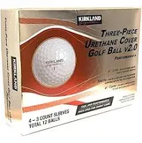 Lot 3- 3  PACK Kirkland Signature Three-Piece Urethane Cover Golf Ball v2.0 mark