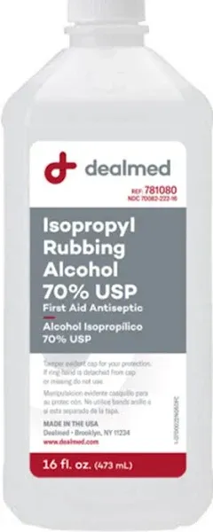 Dealmed Isopropyl Rubbing Alcohol 70% USP, First Aid Antiseptic, 16 fl. oz, (1 Pack)