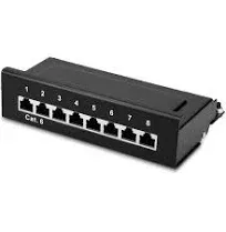 8 Port Patch Panel - RJ45 Cat6 Shielded Network Splitter Panel with Ground Wi...