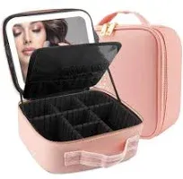 Travel Makeup Case Pink Light Up Mirror Momira