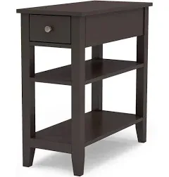 Choochoo Side Table Living Room, Narrow End Table with Drawer and Shelf, 3-Tier 