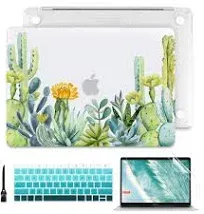 Batianda for MacBook Air 13 Inch Case 2020 2019 2018 A2337 A2179 A1932, Printing Clear Hard Shell Cover with Keyboard Cover & Screen Protector for New MacBook Air 13 Retina & Touch ID (Flower-White)