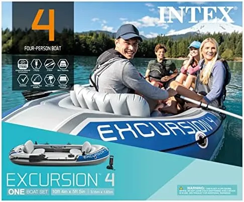 INTEX Excursion Inflatable Boat Series: Includes Deluxe 54In Boat Oars and High-