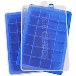 Ice Cube Tray, Silicone Square Ice Trays Easy Release Stackable Ice Cube Mold with Removable Lid, 24 Cavity (2 Pack,Blue)