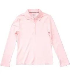 French Toast Girls Long Sleeve Interlock Polo with Picot Collar