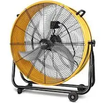 Simple Deluxe 24 Inch Drum Fan 3 Speed Air Circulation for Warehouse, Greenhouse, Workshop, Patio, Factory and Basement-High Velocity, Yellow