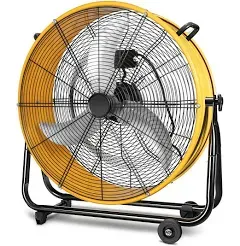 Simple Deluxe 24 Inch Heavy Duty Metal Industrial Drum Fan, 3 Speed Floor Fan for Warehouse, Workshop, Factory and Basement