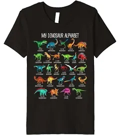 Types Of Dinosaurs Alphabet A-Z ABC Dino Identification T Shirt sold by Gökçe AkgüL | SKU 19743 | 50% OFF Printerval