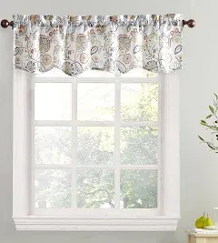 Signy Jacobean Pattern Light Filtering Rod Pocket Kitchen Curtain Tier Pair