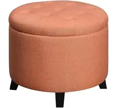  Designs4Comfor<wbr/>t Round Storage Ottoman 19.75&#034; - Versatile Coral Fabric