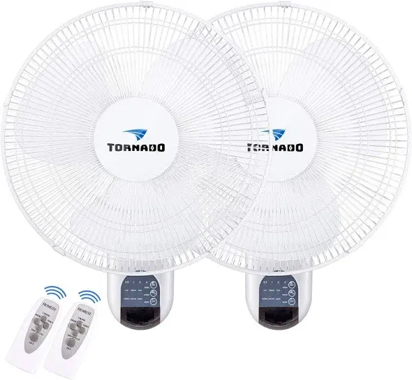 2 Pack 16 Inch Oscillating Wall Mount Fan Remote Control Included 3 Speed 2650 C