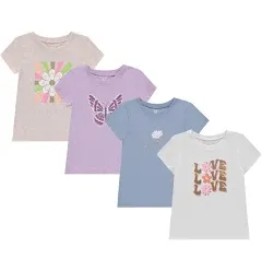 Kids Btween Girls 4-Piece Summer Tops Fashionable Short Sleeve T-Shirt