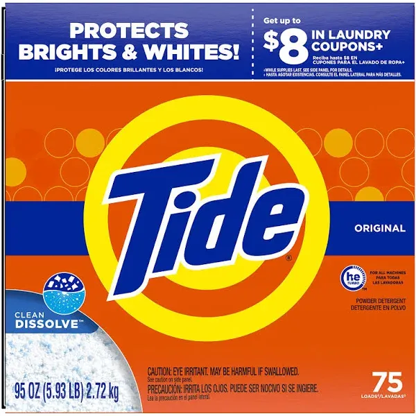 Tide Original HE Turbo Powder Laundry Detergent, 95 Oz (Packaging May Vary)