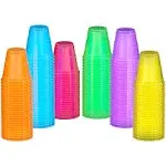 Exquisite Blacklight Party Glow Cups 120 Pack 2 oz Assorted Colors Disposable Cups for Party Blacklight Reactive Glow in