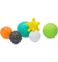 Textured Multi Ball Set - Textured Ball Set Toy for Sensory Exploration and Engagement for Ages 6 Months and up, 6 Piece Set