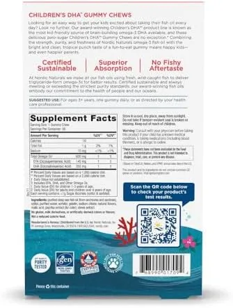 Nordic Naturals Children's DHA Omega-3 600mg Tropical Punch 30 Gummies