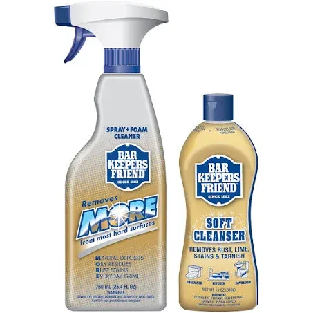 Bar Keepers Friend Soft Cleanser (13 oz) and MORE Spray 13 Fl Oz (Pack of 2) 