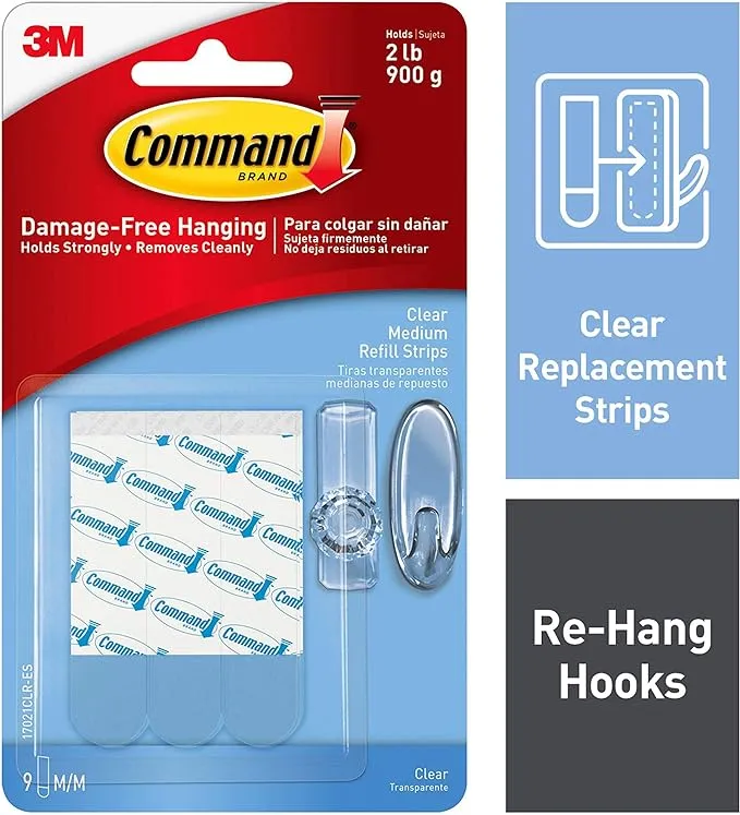 Command Clear Replacement Strips, 6-packages (54 strips total) (17021CLR-ES)