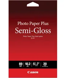 Canon Photo Paper Plus Semi-Gloss 5" x 7" (20 Sheets) (SG-201 5X7)