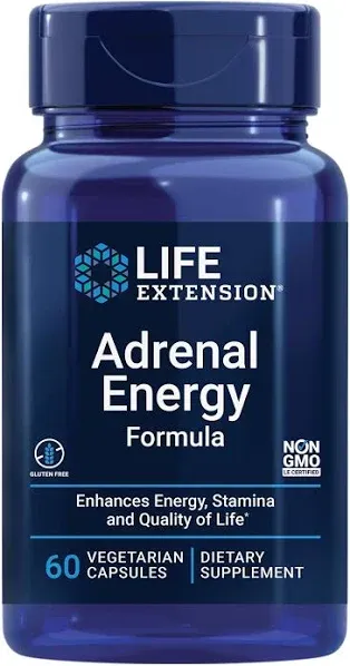 Life Extension Adrenal Energy Formula 60 Veg Caps Bacopa/Cordyce<wbr/>ps/Ashwagandha