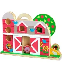 Melissa &amp; Doug GO Tots Wooden Barnyard Tumble with 4 Disks，