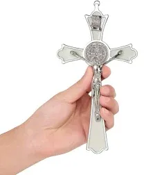 Saint Benedict Enamel Crucifix - Crucifix Wall Cross Metal Wall Art-8 Inch Cross