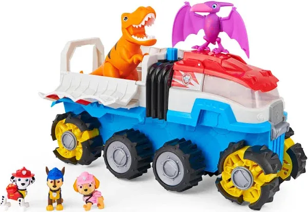 Paw Patrol, Dino Patroller Motorized Vehicle with 3 Exclusive Bonus Action Figures and 2 Dinosaur Toys (Amazon Exclusive), Kids Toys for Ages 3 and up