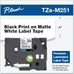 Brother TZe-M251 Label Maker Tape 1&#034; Black Print on Premium Matte White 24358263