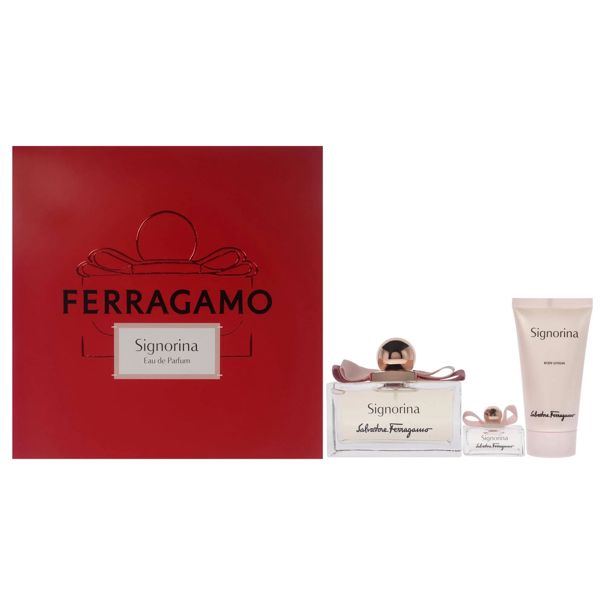 Salvatore Ferragamo Signorina 3.4oz EDP Spray, 1.7oz Body Lotion, 0.5oz EDP Spray Women 3 Pc Gift Set