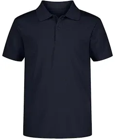 Nautica Boys' School Uniform Short Sleeve Polo Shirt, Button Closure, Moisture Wicking Performance Material