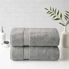 2 Piece Super Soft and Fluffy Cotton Bath Towels, 800gsm, Pretty Dark Blue Shade, Fabulously Absorbent, Luxuriously Warm Feel, Solid Color Pattern Machine Washable | All Season Thick Plush, Durable