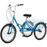 Folding Adult Tricycle 24 in. 7-Speed Adult Folding Trikes Carbon Steel 3 Wheel