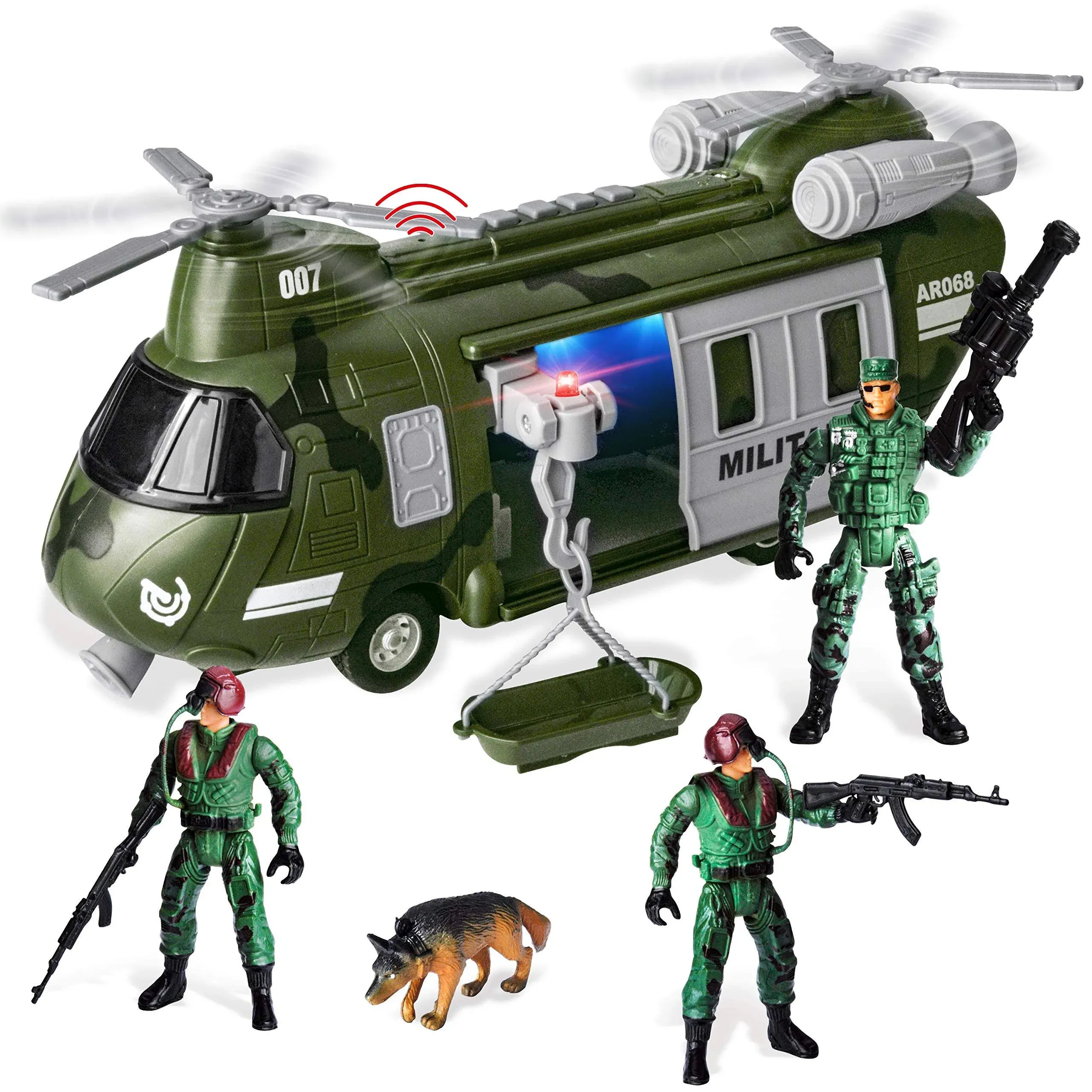 Syncfun Military Vehicles Toy Set of Friction Powered Transport Helicopter