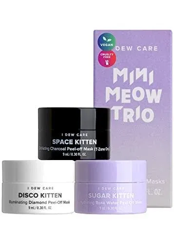 I DEW CARE Mini Meow Trio Wash-Off Mask Set Mini Chrome Masks 3 Pk 