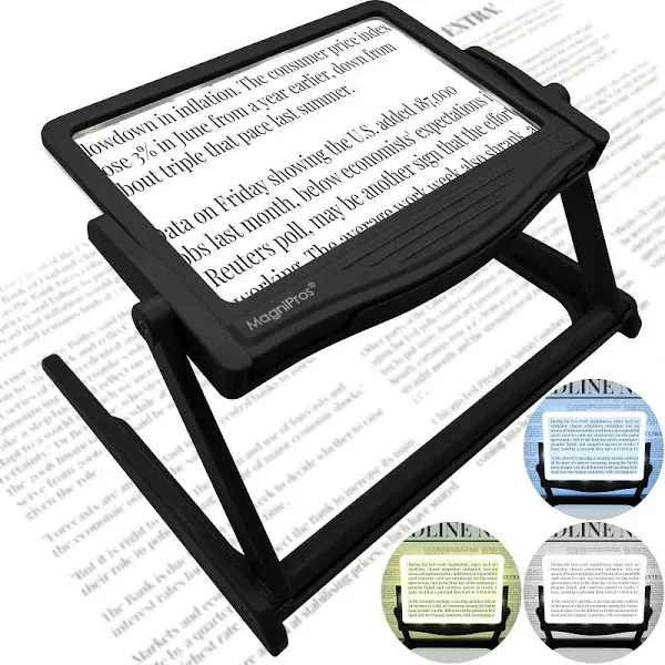 5X LED Page Magnifier with Detachable HandsFree Stand for Reading Fine Print