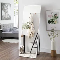 NeuType Full Length Mirror Full Body Mirror with Stand Floor Mirror Full Length Standing Mirror Wall-Mounted Mirror Hanging or Leaning