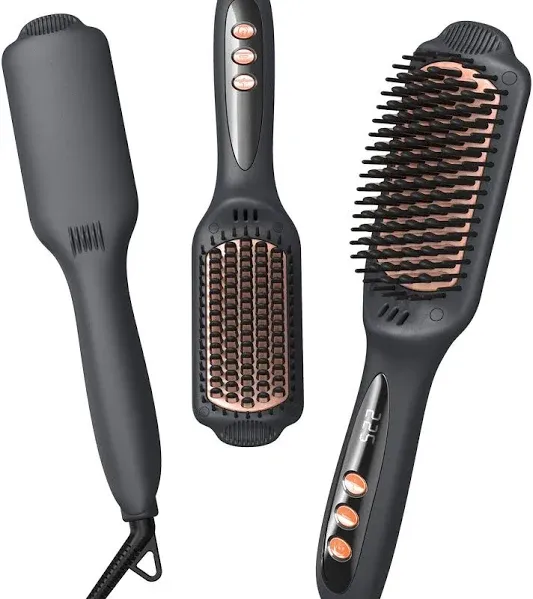 Landot Hair Straightener Brush Negative Ion Heated Straightening Brush for Smooth, Frizz-Free Hair Enhanced Ionic Straightening Brush