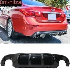 Fits 14-17 Infiniti Q50 JDM Sport Rear Bumper Diffuser Spoiler Lip Unpainted ABS