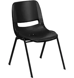 Flash Furniture HERCULES Series Plastic Shell Stack Chair, Black (RUTEO1BK)