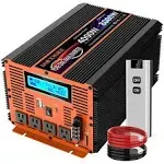 4000 Watt Pure Sine Wave Power Inverter 12V DC to 110V 120V Converter for Family RV Off Grid Solar System Car with Type-C Ports 4 AC Power Outlets