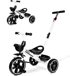  2-in-1 Toddler Tricycle for Ages 18 Months to 5 Years Old - Extended White